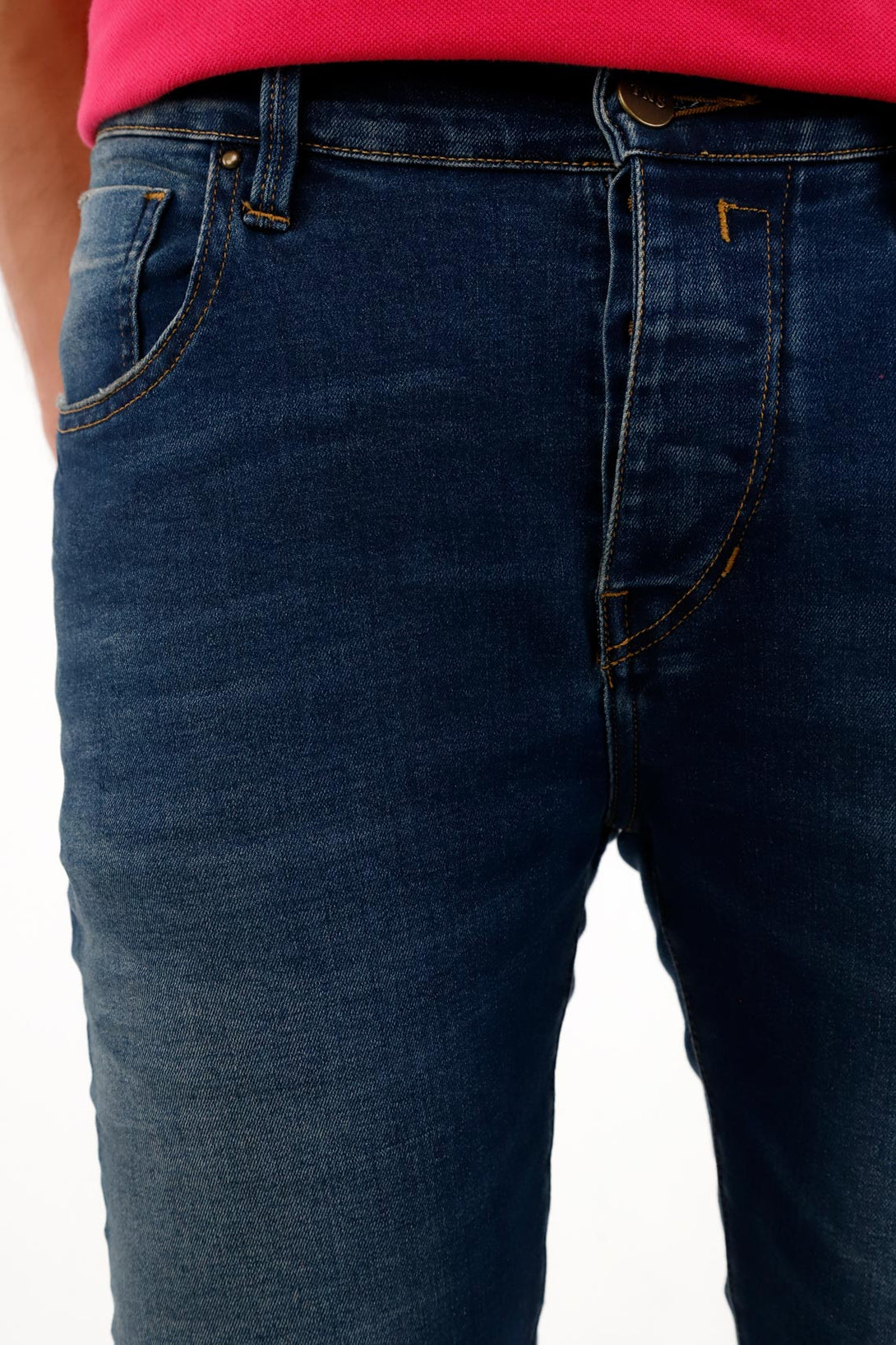 Jean azul Súper Skinny tiro medio para hombre