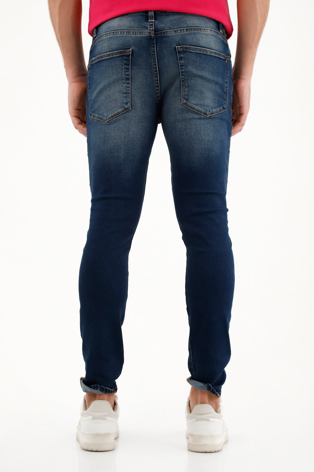 Jean azul Súper Skinny tiro medio para hombre