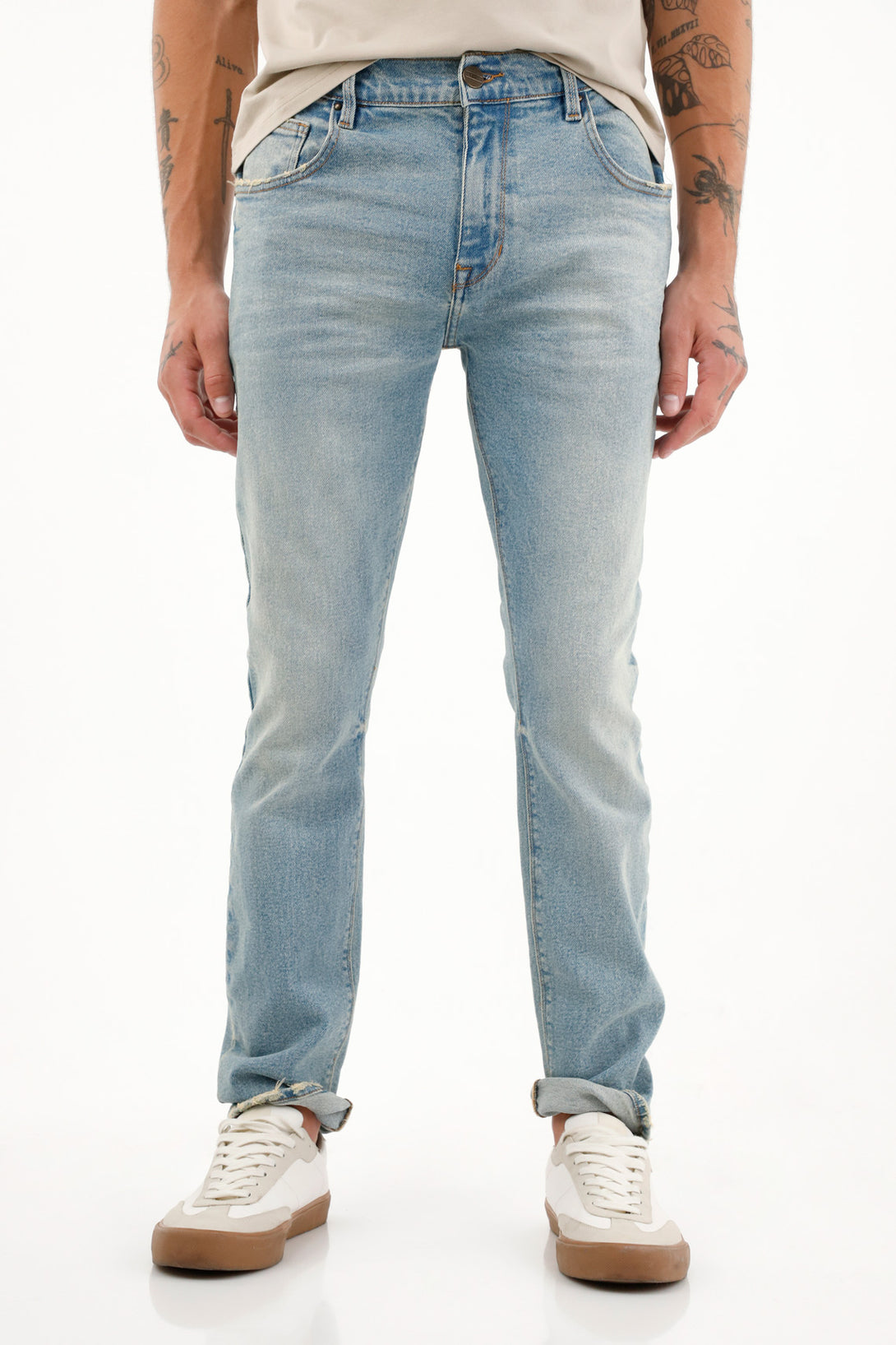 Jean azul skinny tono claro para hombre