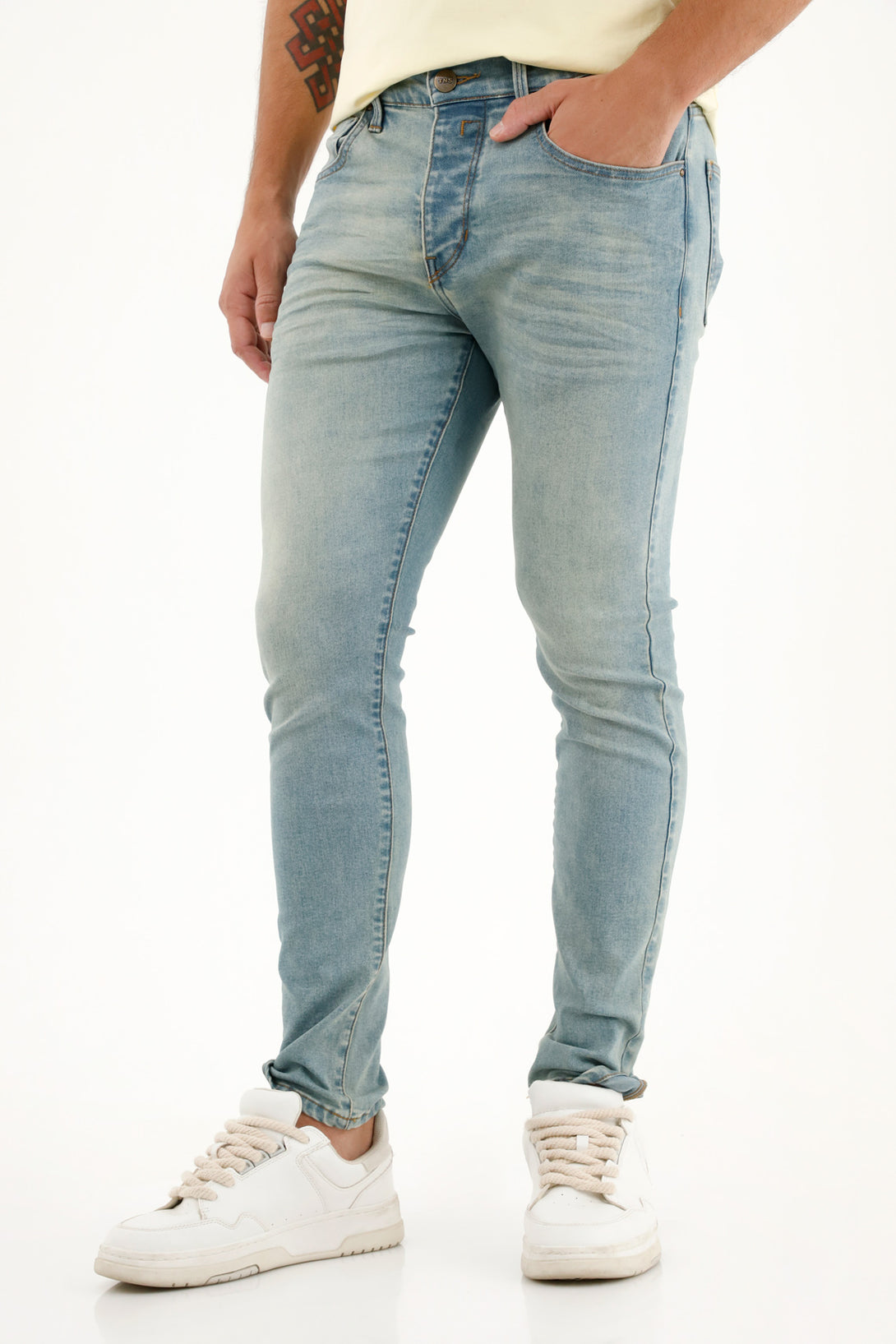 Jean Super Skinny azul tiro medio para hombre