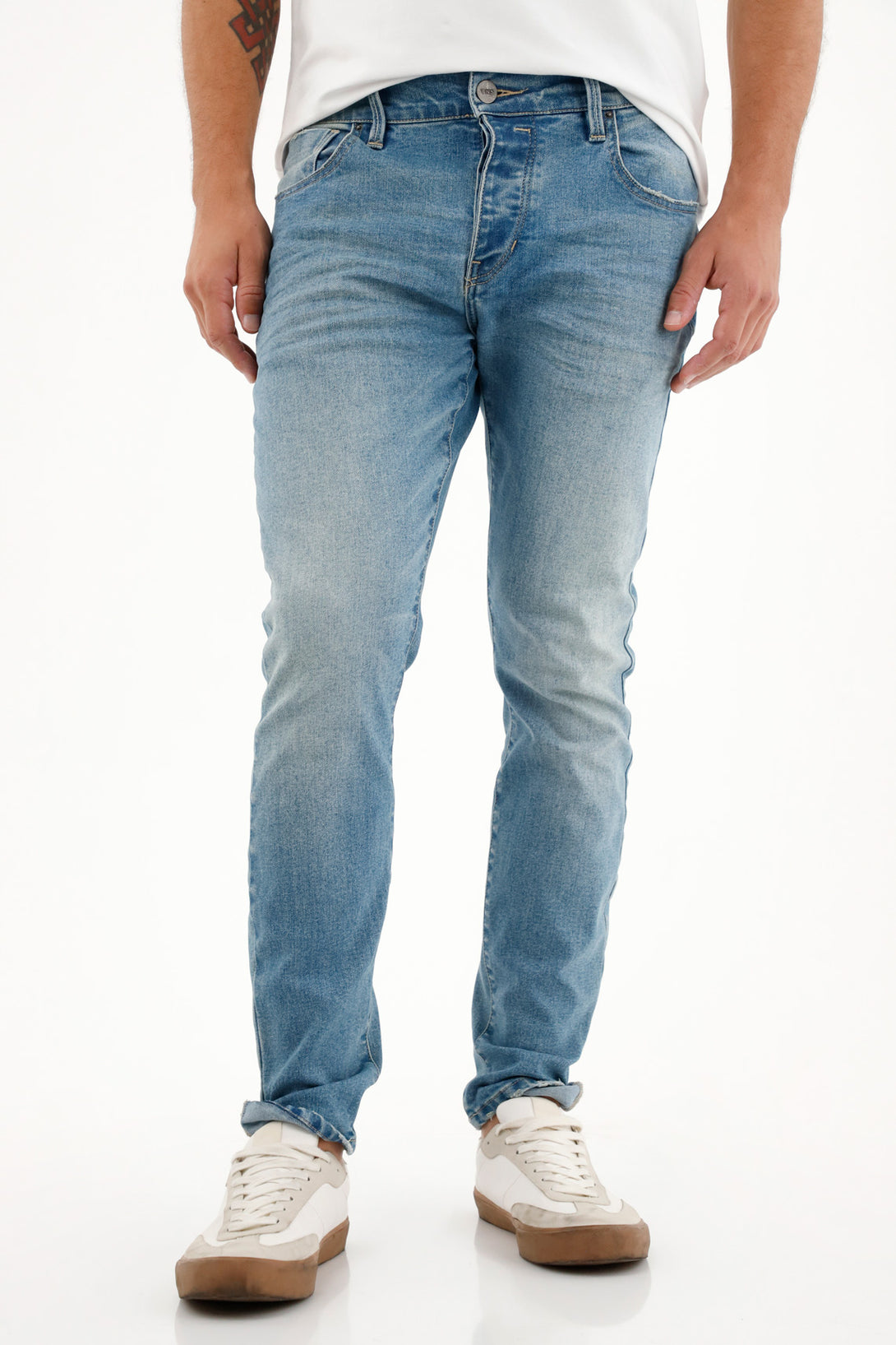 Jean Skinny azul tiro medio para hombre