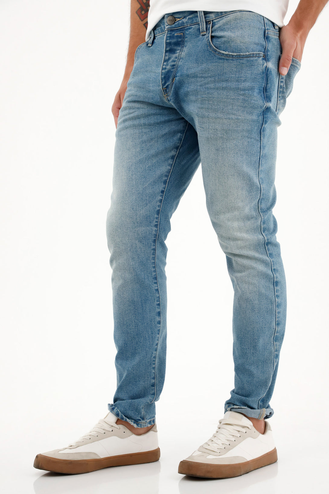 Jean Skinny azul tiro medio para hombre