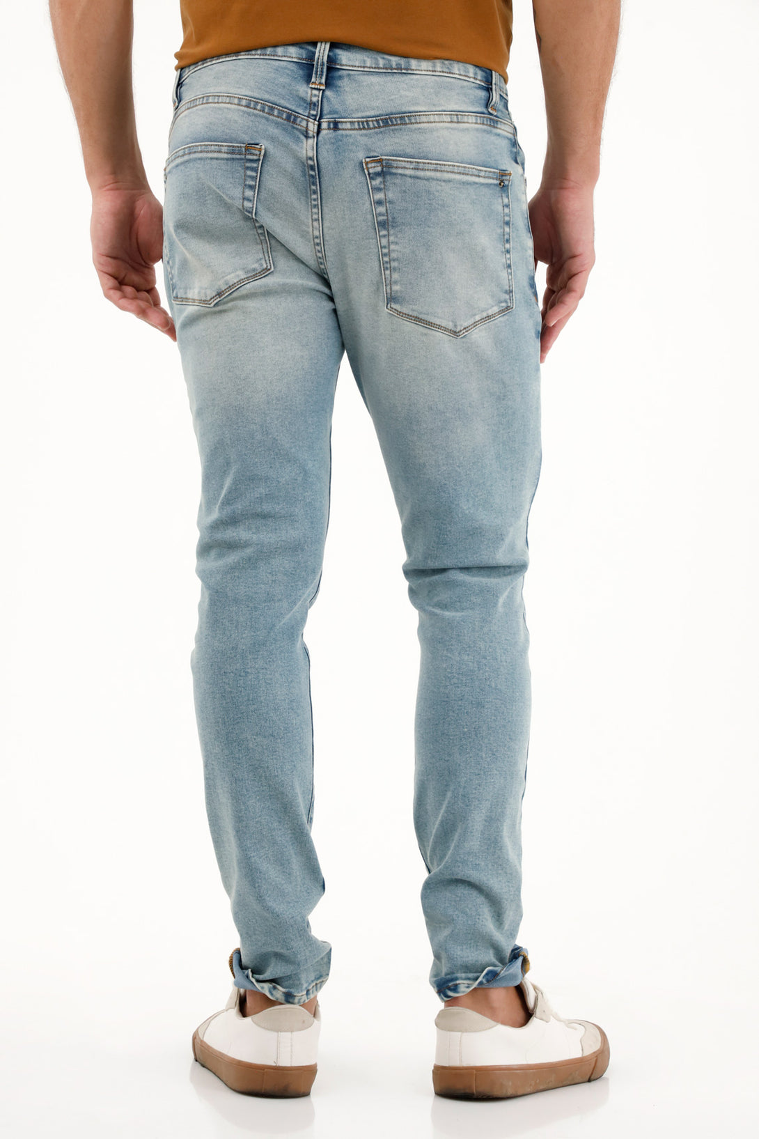 Jean azul Súper Skinny cinco bolsillos para hombre