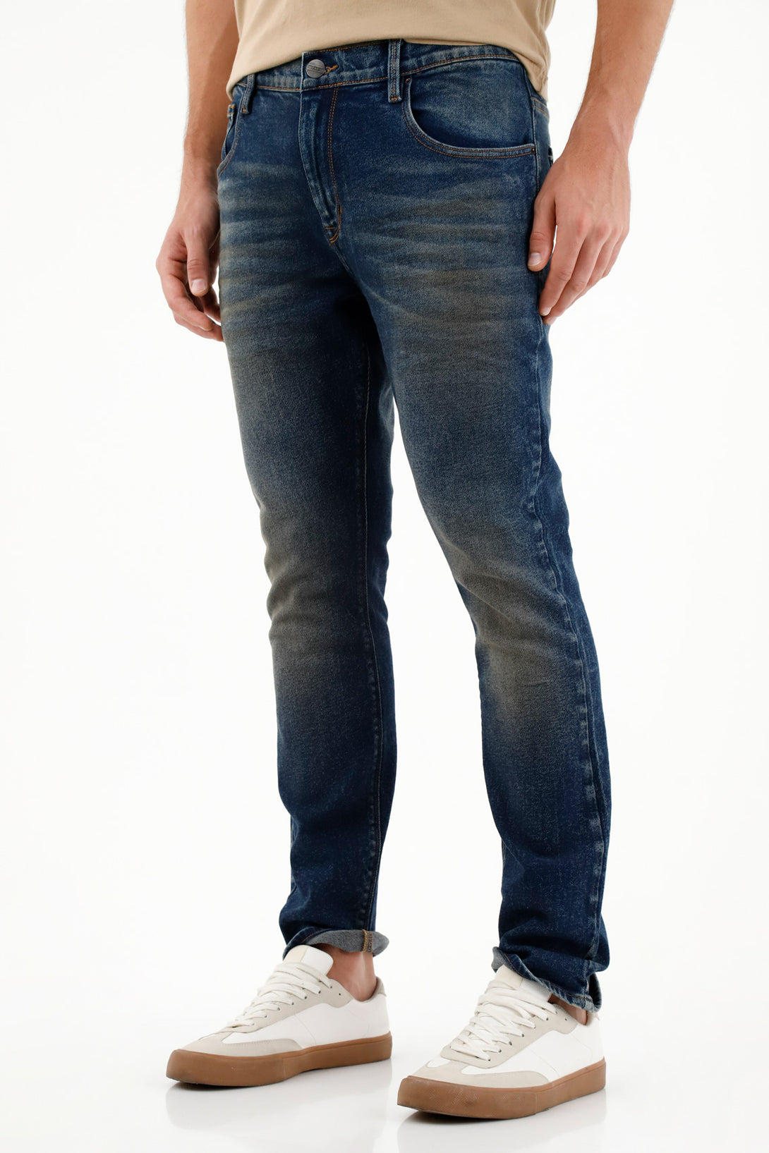 Men's blue nudy jeans with 3D wrinkles