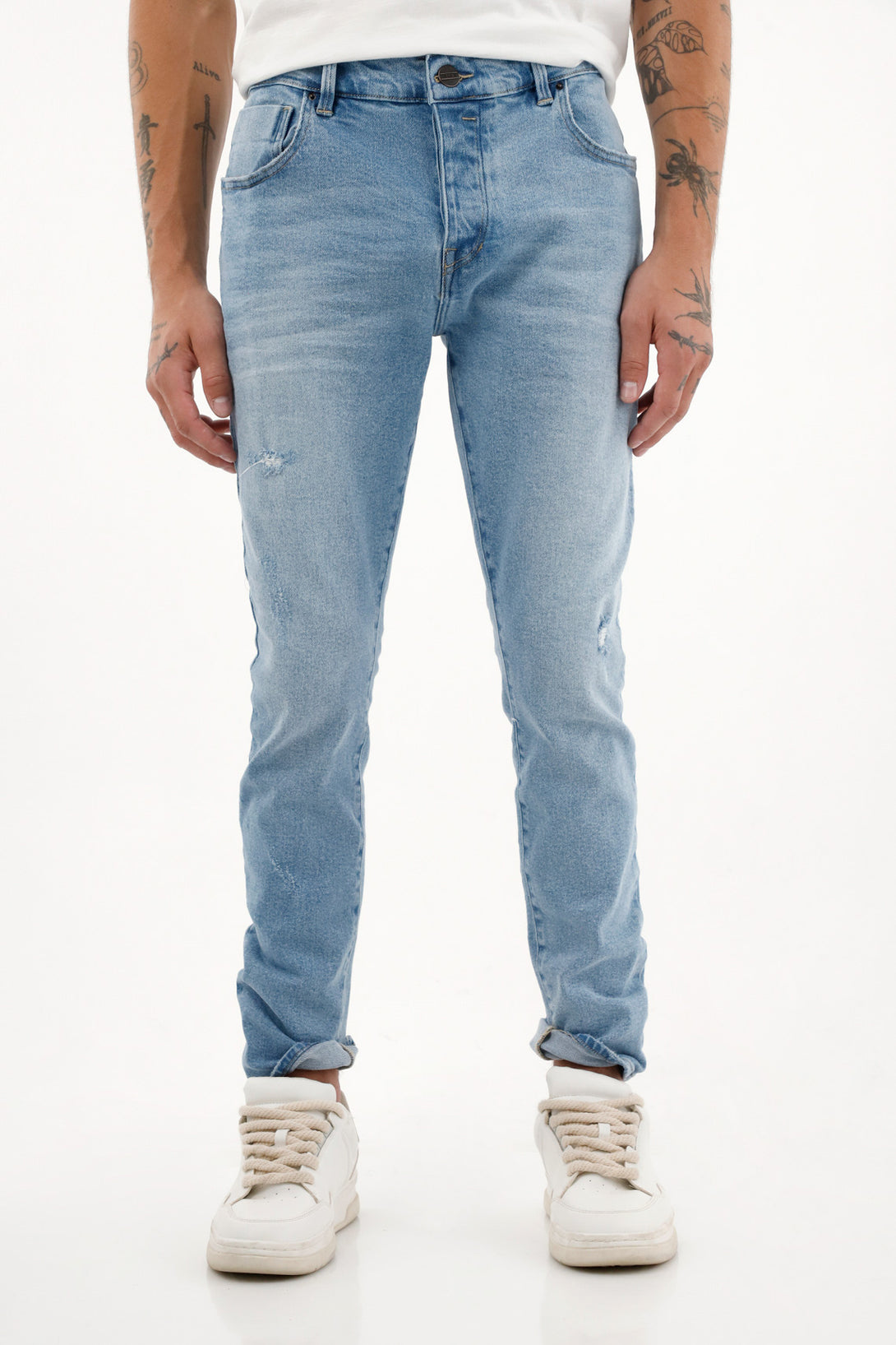 Jean para hombre tennis, jeans skinny plano cintura con pretina