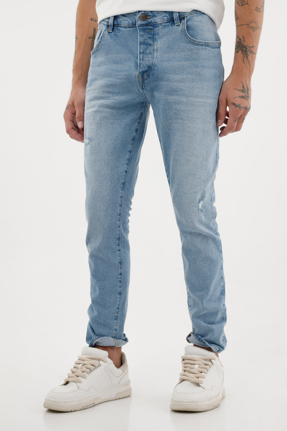 Jean para hombre tennis, jeans skinny plano cintura con pretina