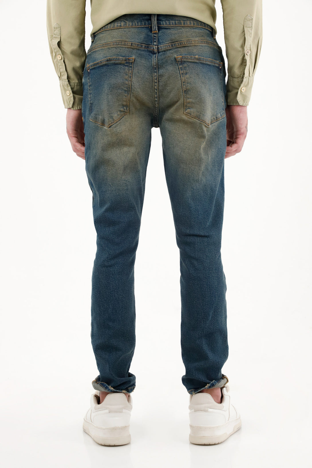 Men's TNS jeans, flat waist skinny jeans with waistband.