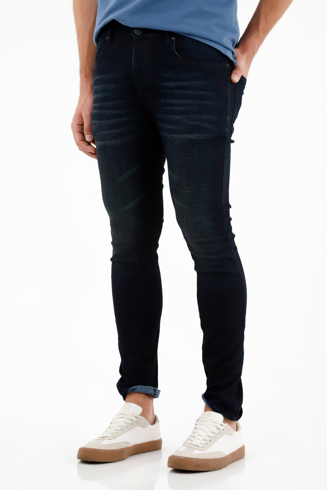 Jean Super Skinny tiro medio azul para hombre