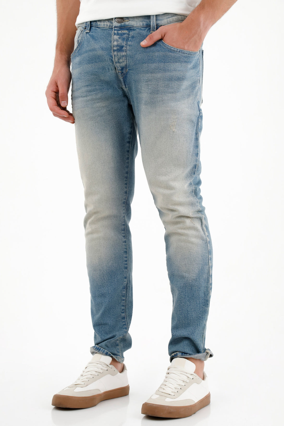 Jean para hombre tennis, jeans skinny plano cintura con pretina