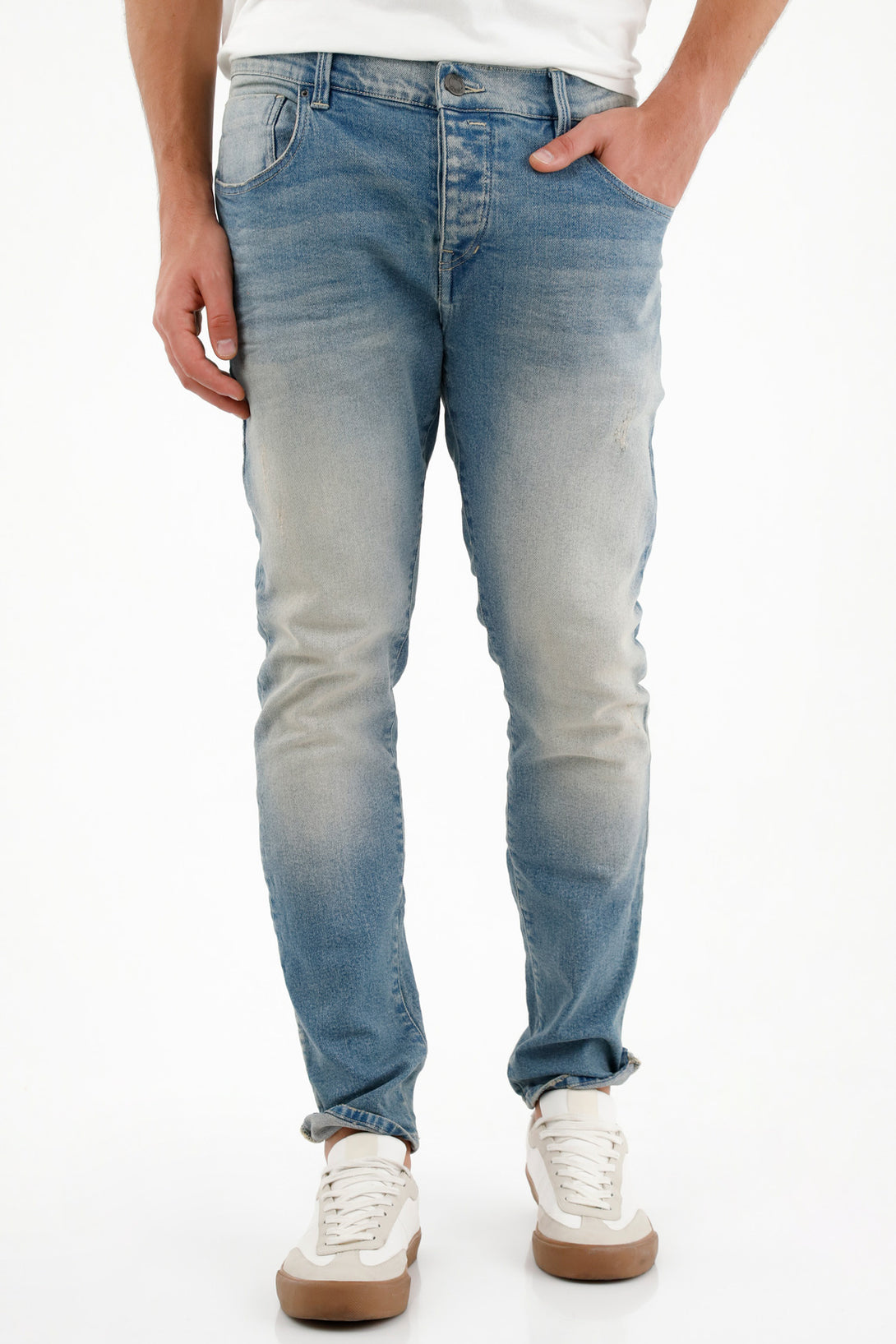 Jean para hombre tennis, jeans skinny plano cintura con pretina