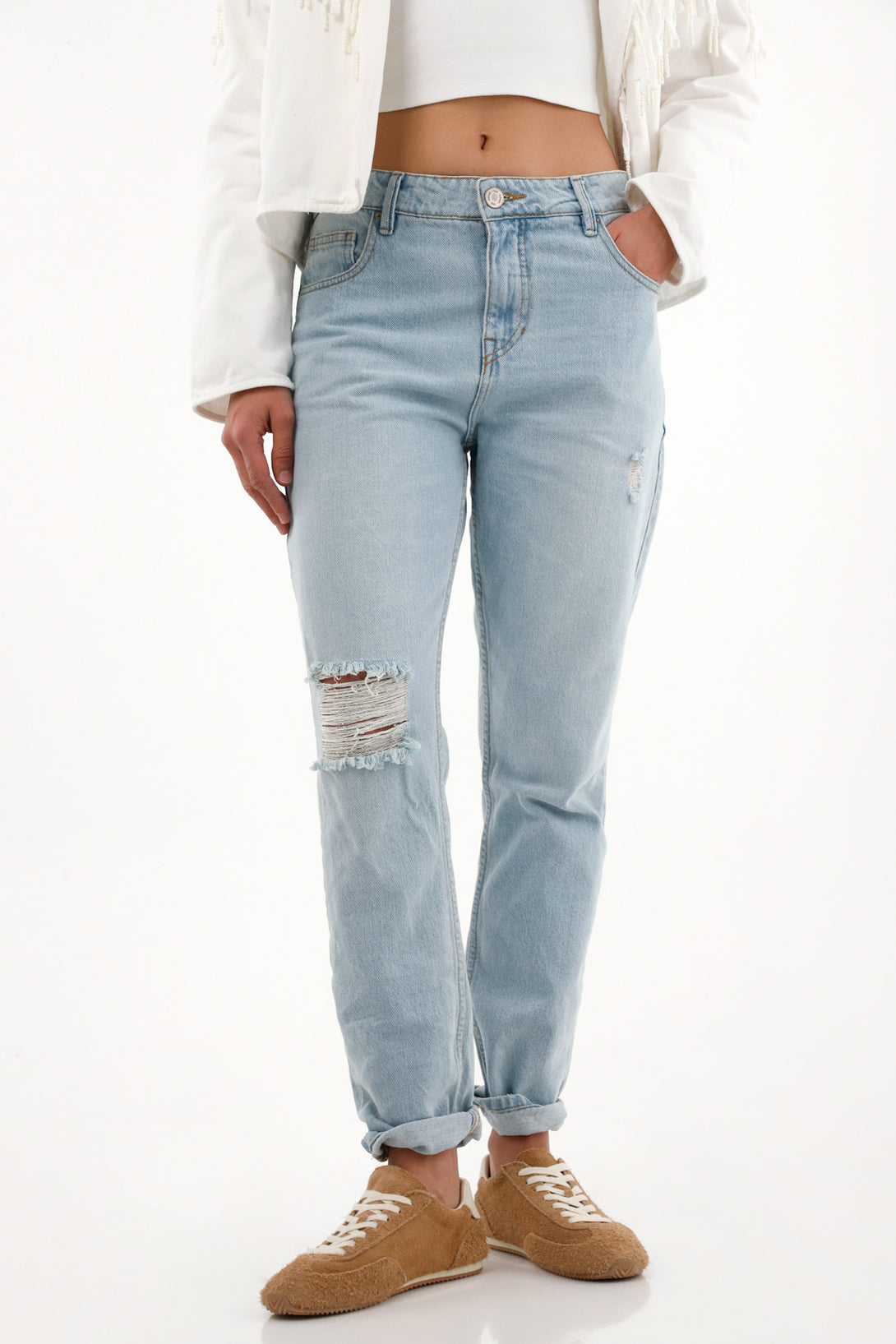 Women's Blue Distressed Jeans