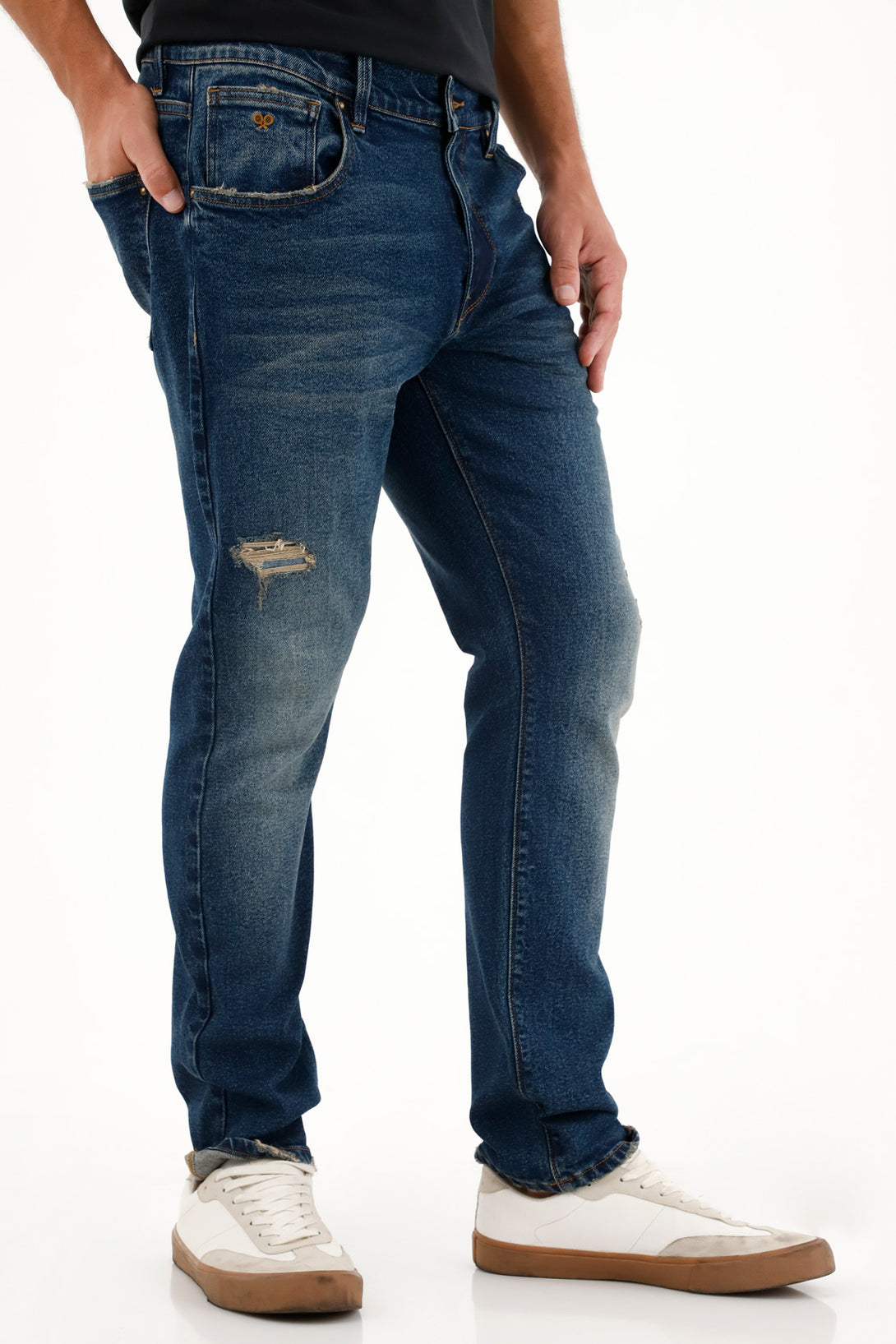 Men's Mid-Rise Blue Distressed Nudy Jeans