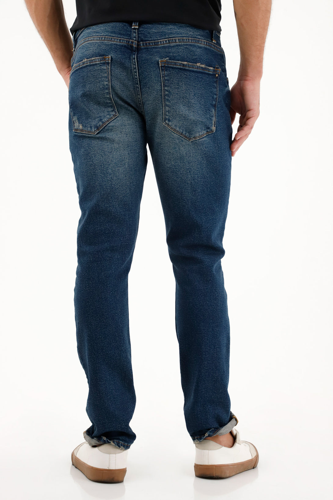 Men's Mid-Rise Blue Distressed Nudy Jeans