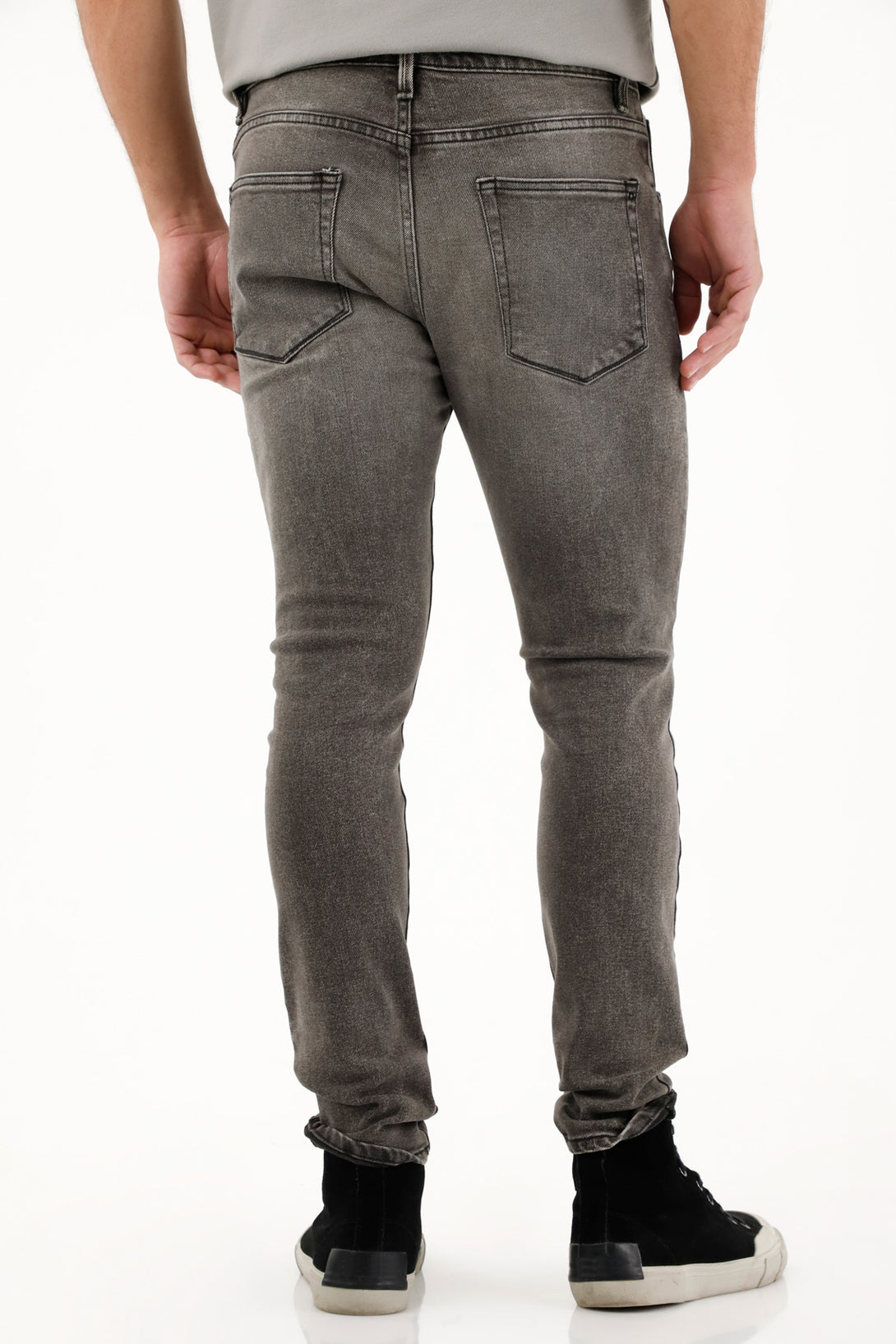 Jean Skinny tiro medio gris para hombre