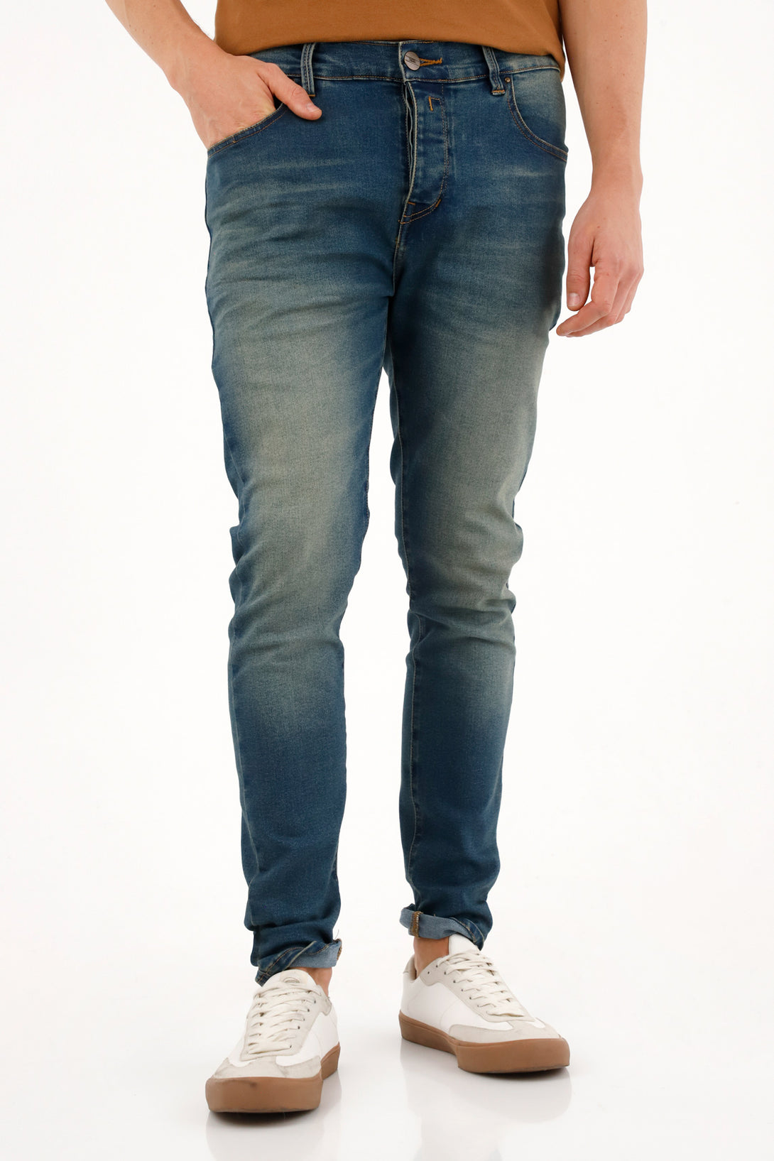 Jean azul Súper Skinny tono medio para hombre