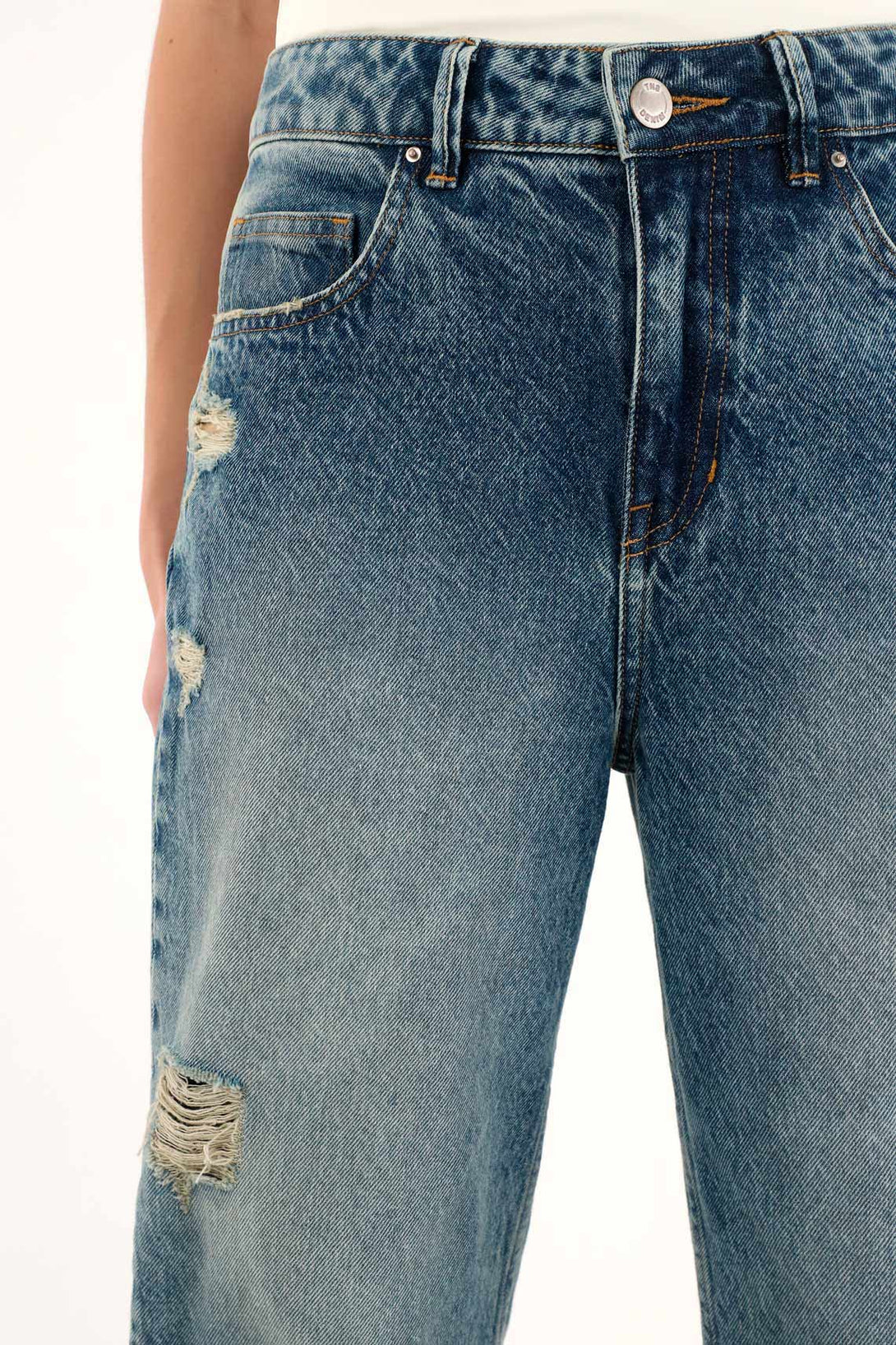 Women's High-Waisted Ripped Mom Jeans