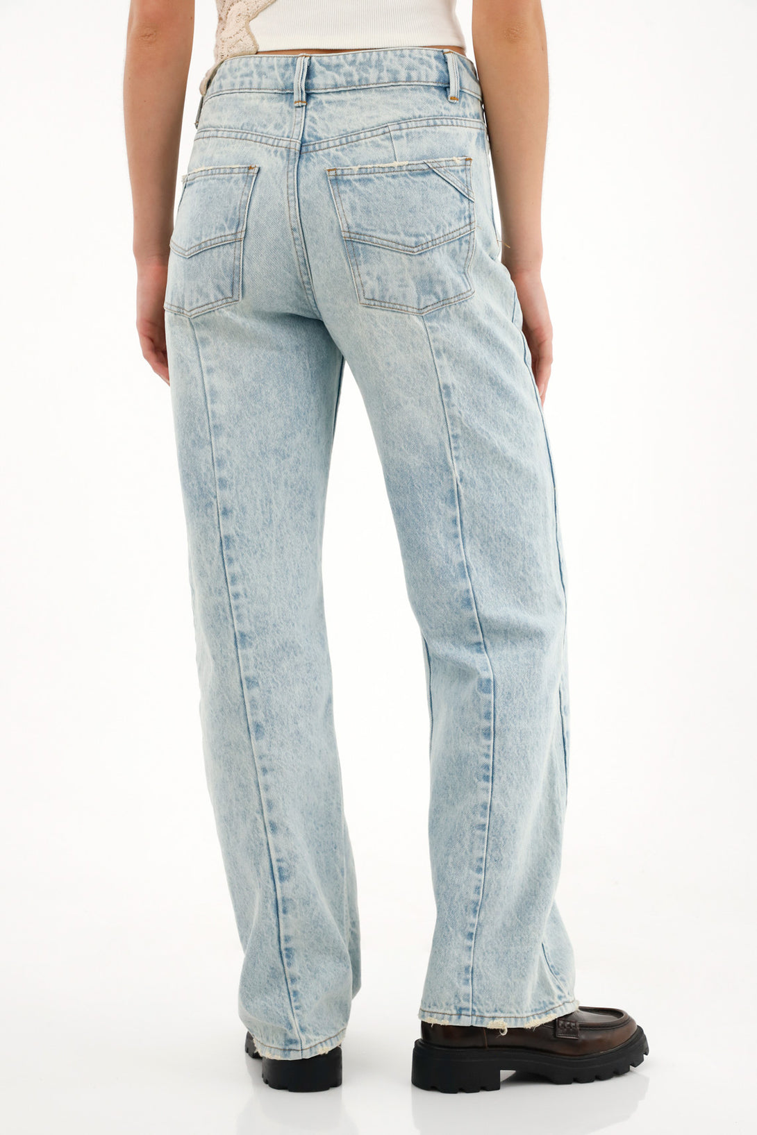 Jean Wide Leg con cortes verticales en posterior para mujer