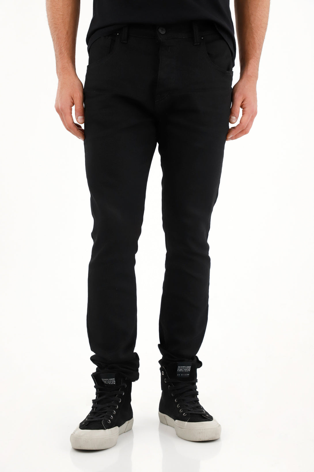 Men's Super Skinny Black Leather Effect Jeans