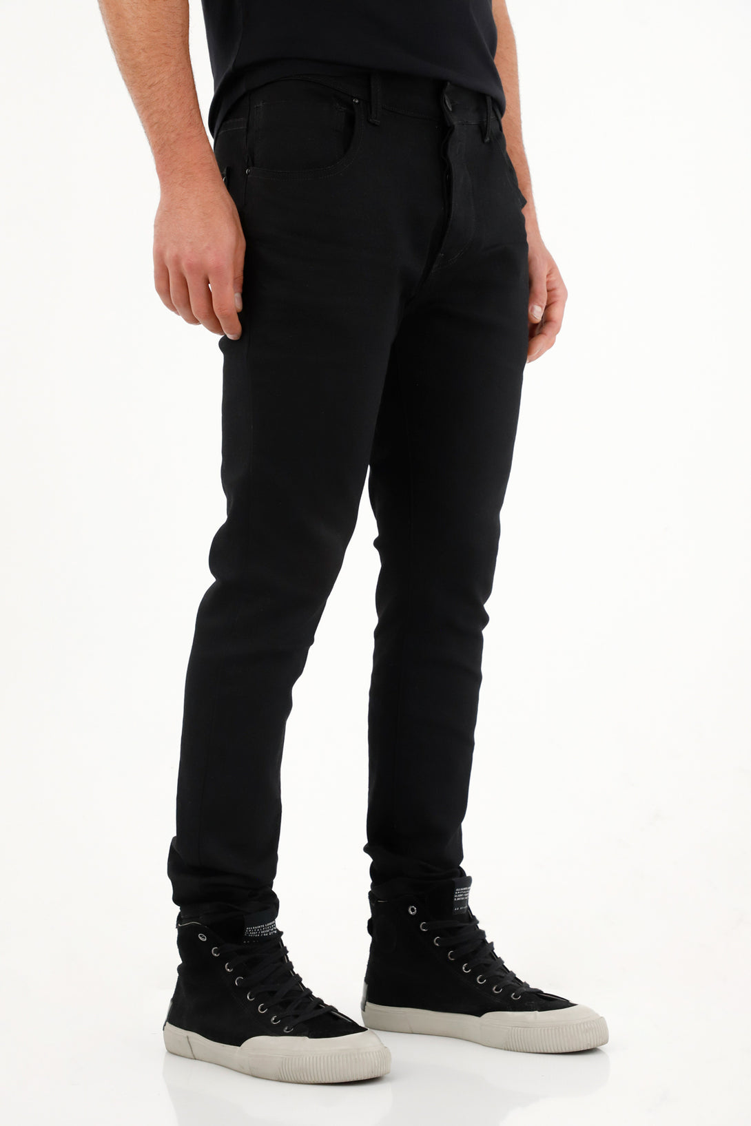 Men's Super Skinny Black Leather Effect Jeans