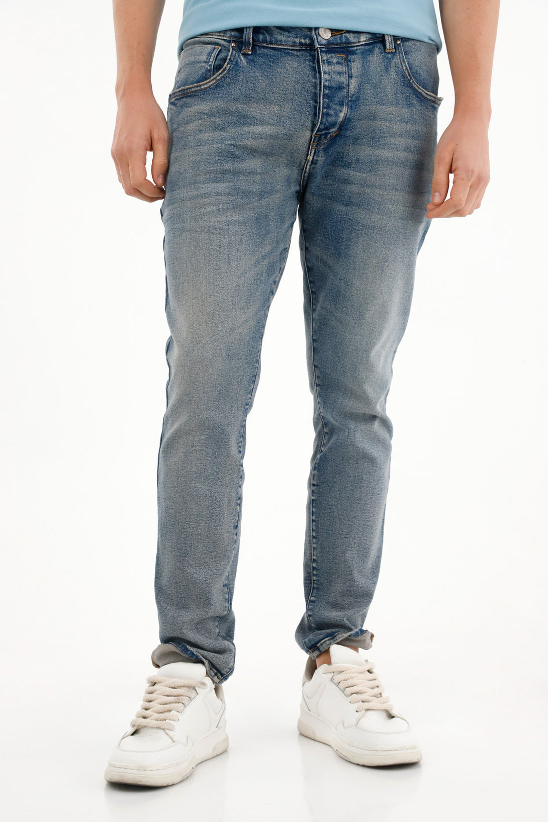 Men's Mid-Rise Blue Skinny Jeans