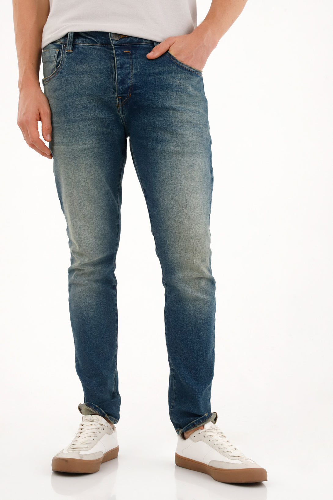 Men's Blue Five-Pocket Skinny Jeans