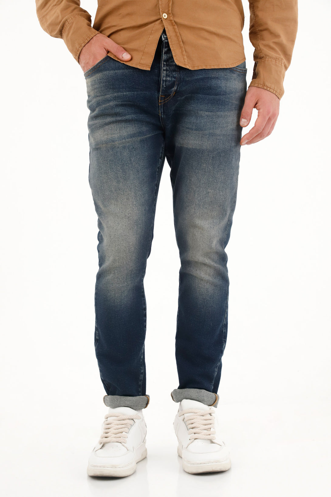 Men's Medium Rise Blue Skinny Jeans