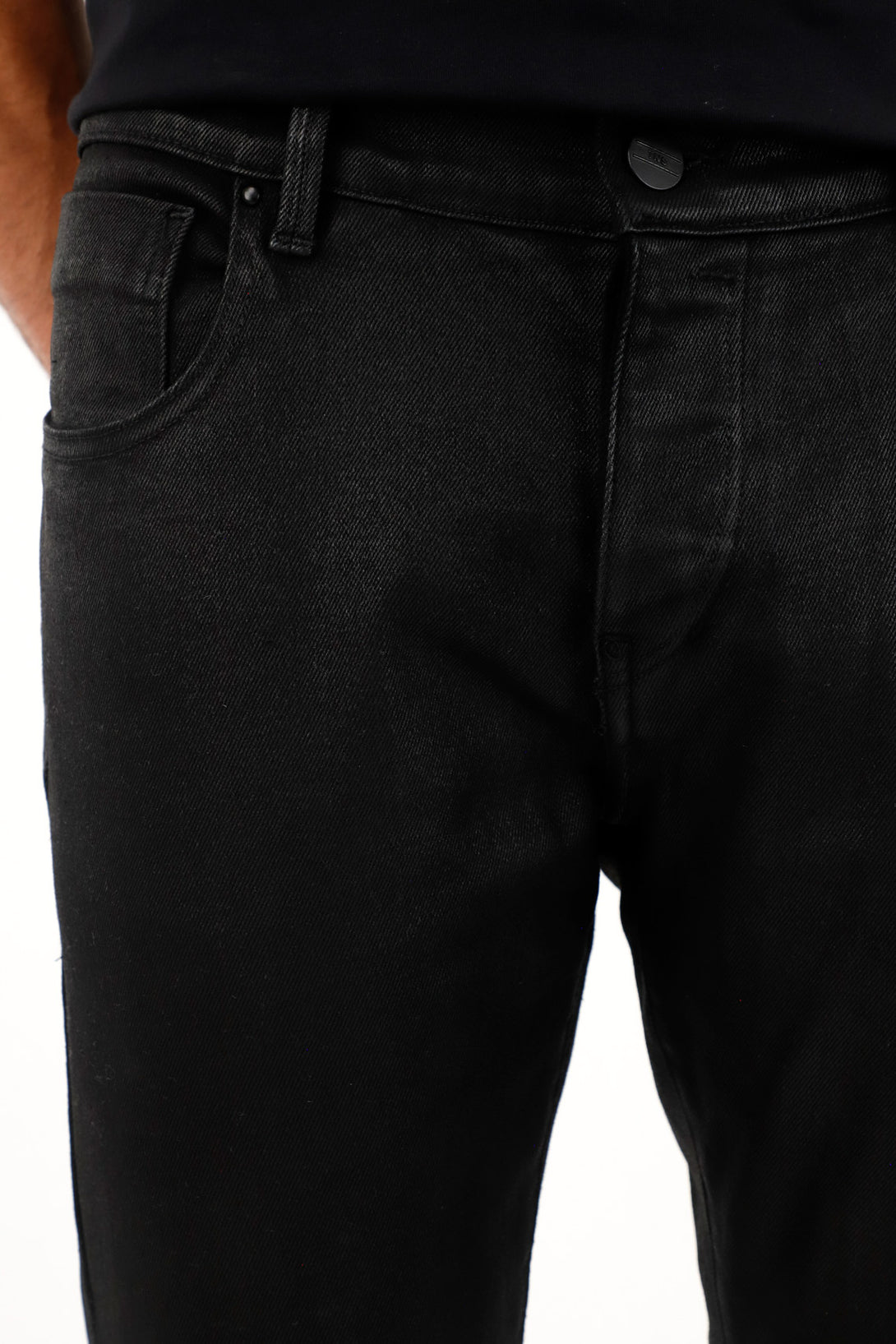 Men's black faux leather skinny jeans