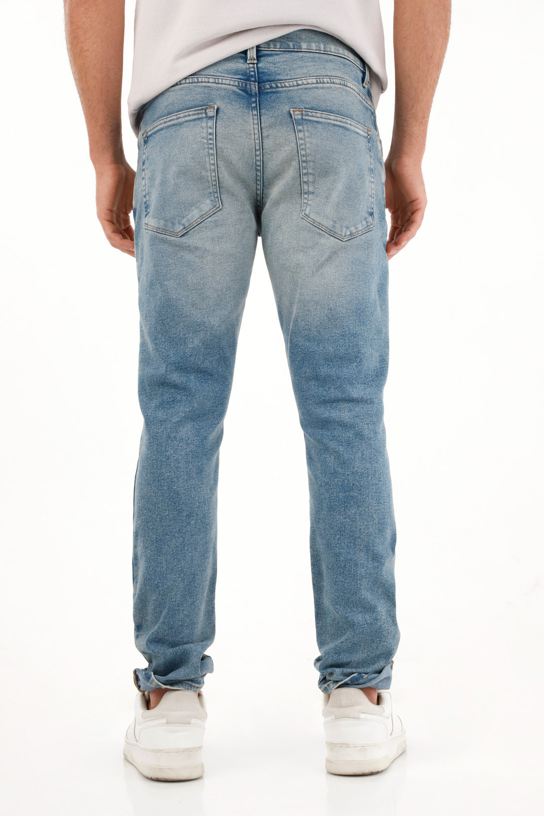 Jean Skinny de tiro medio con arrugas 3D para hombre