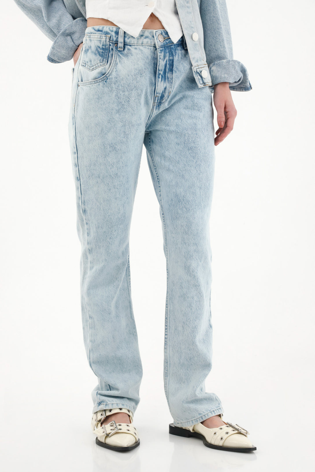 Women's Light Blue High-Rise Straight Leg Jeans