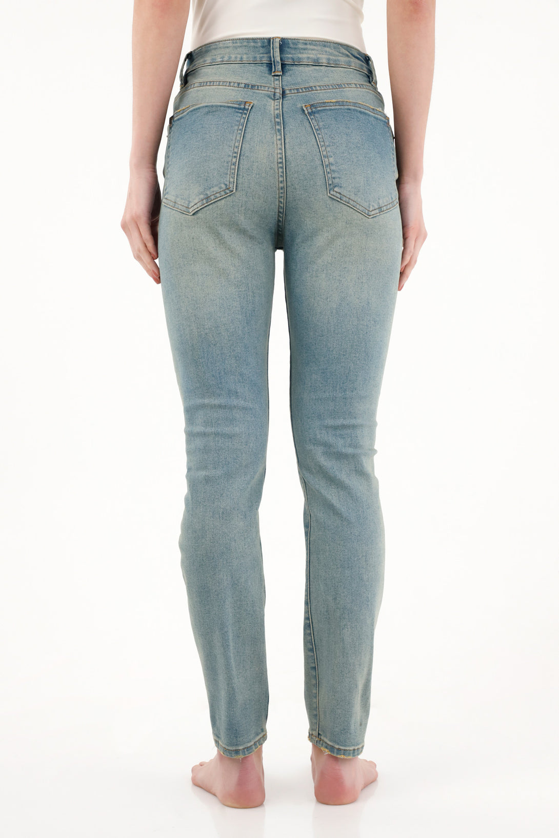 Jean Jegging tiro alto azul para mujer