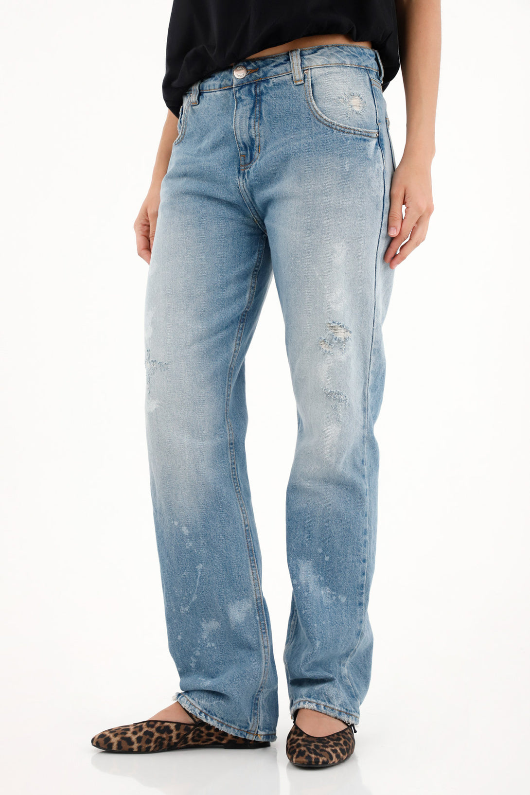 Women's White Pigment Straight Leg Jeans