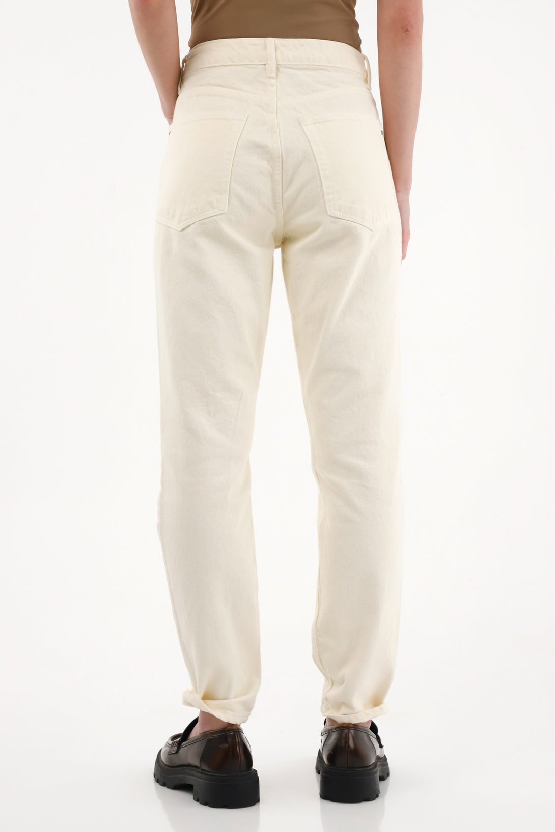 High-Rise Off-White Mom Jeans for Women