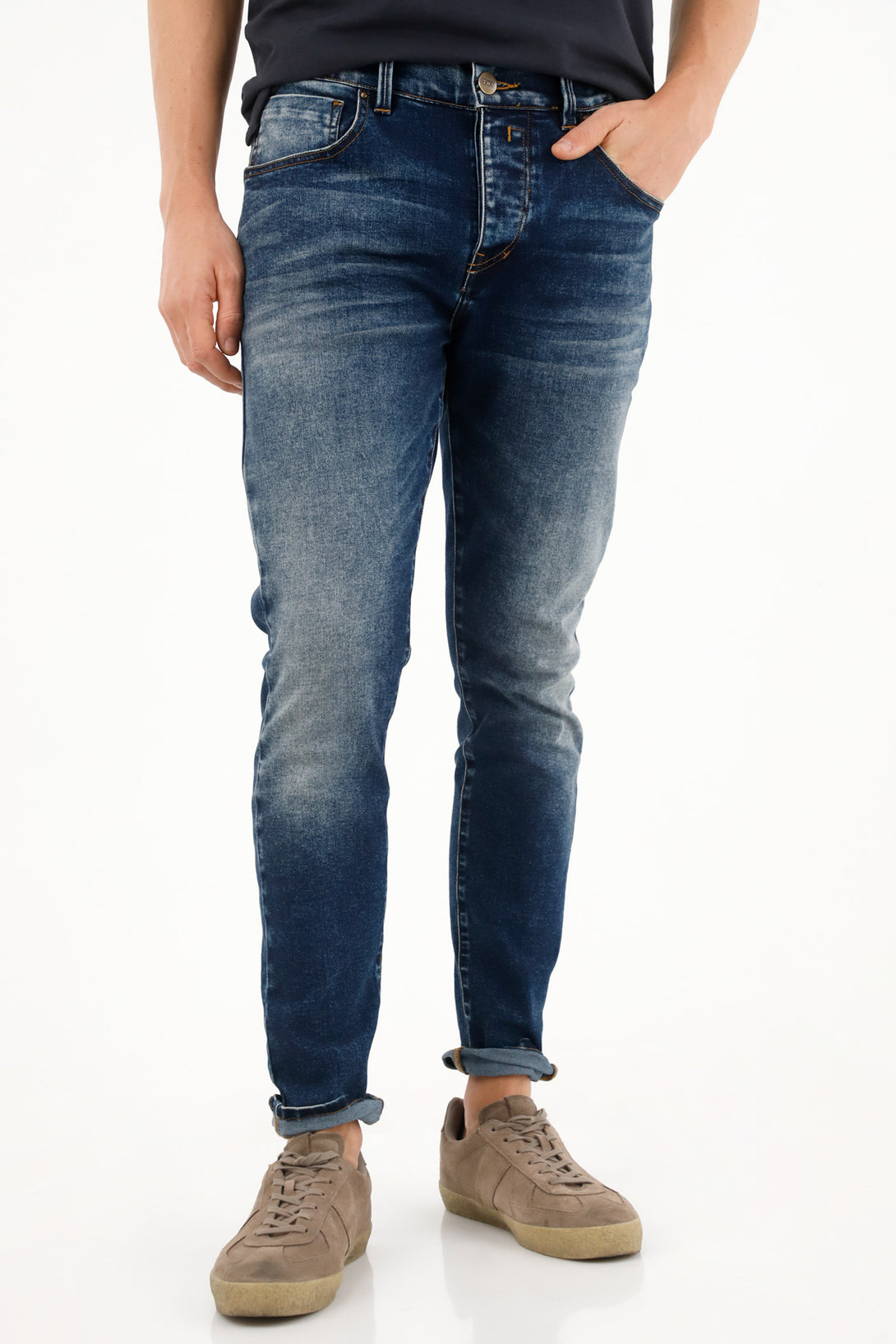 Men's Mid-Rise Super Skinny Blue Jeans