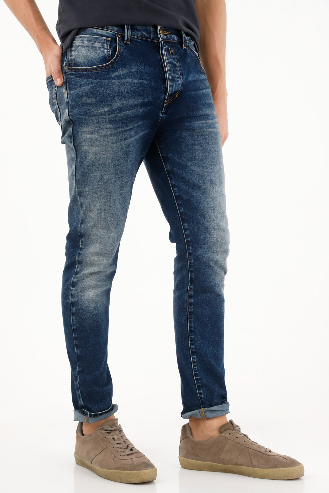 Men's Mid-Rise Super Skinny Blue Jeans