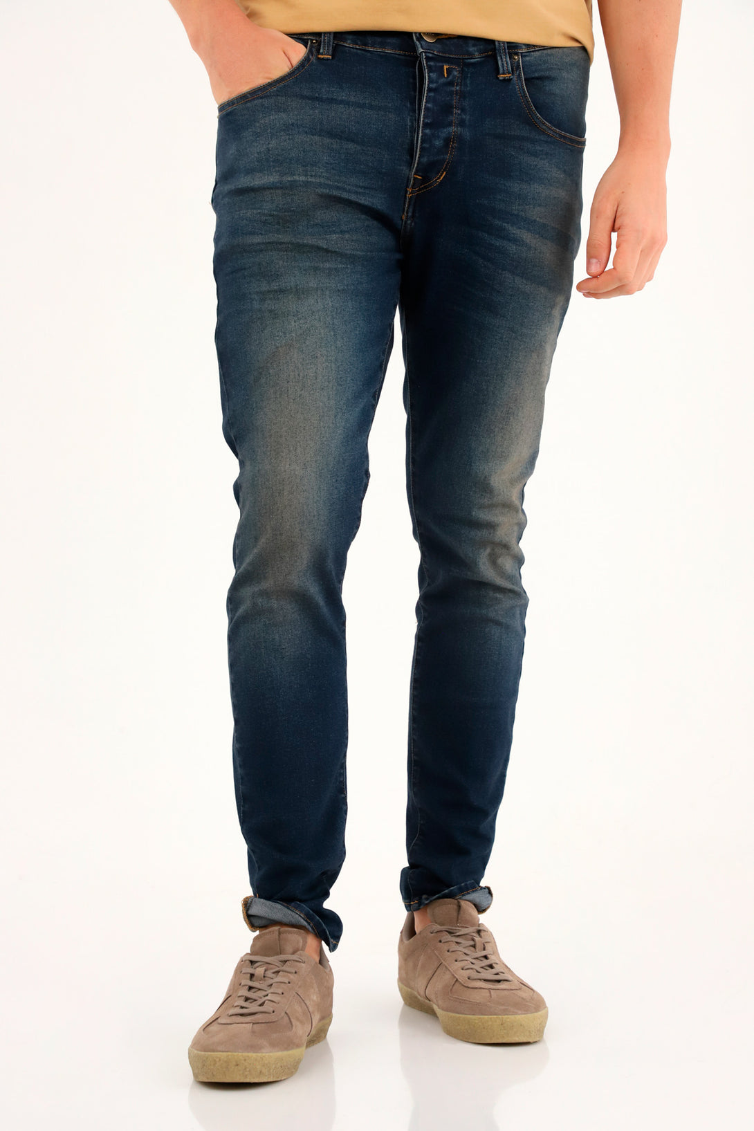 Men's super skinny jeans with 3D wrinkles