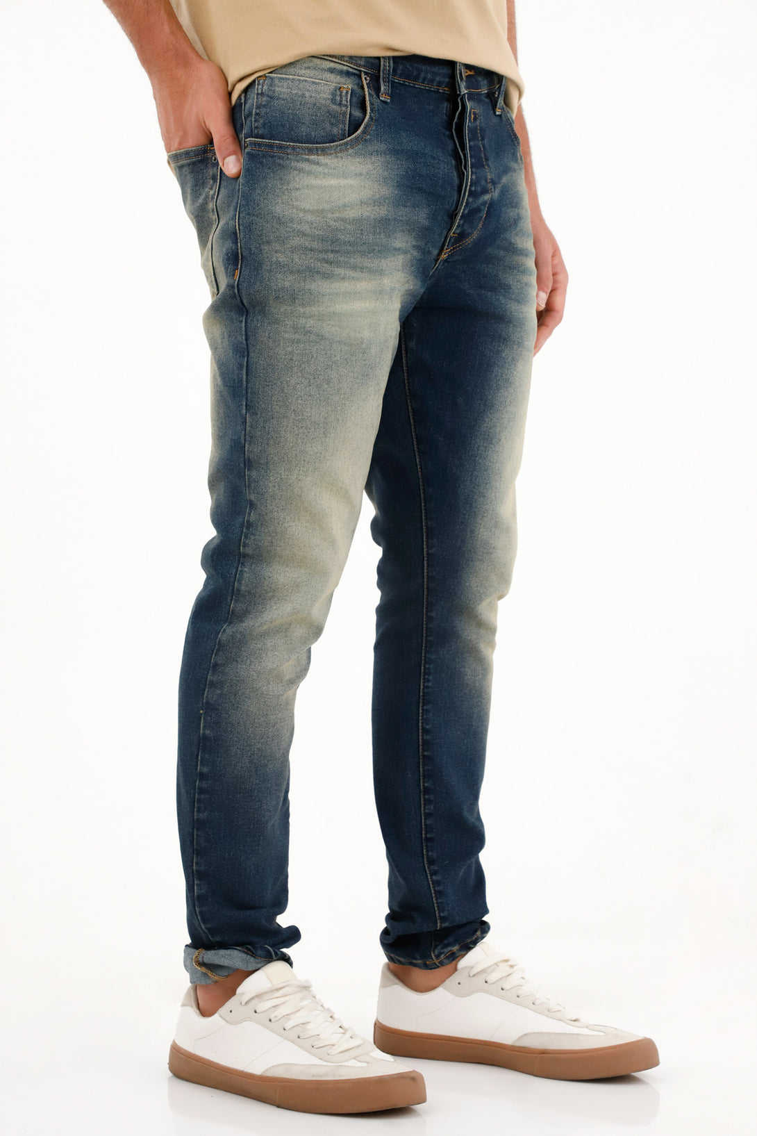 Men's Mid-Rise Super Skinny Blue Jeans