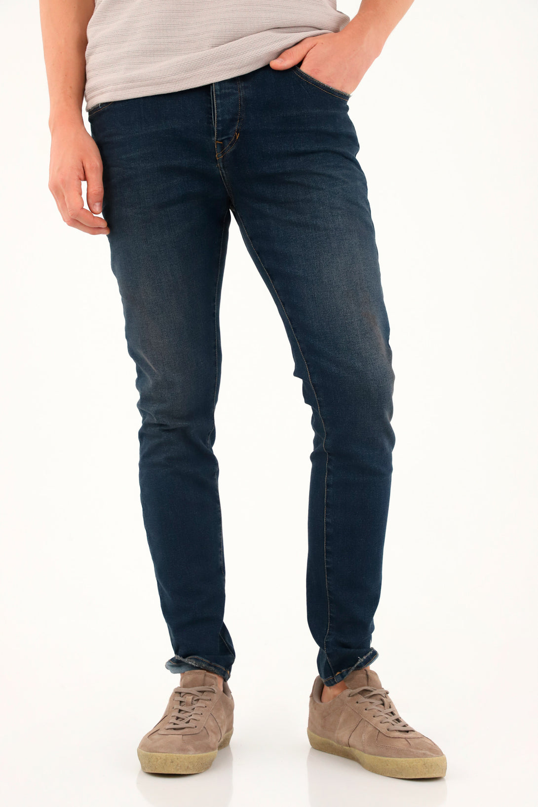 Jean Súper Skinny con desgastes azul para hombre