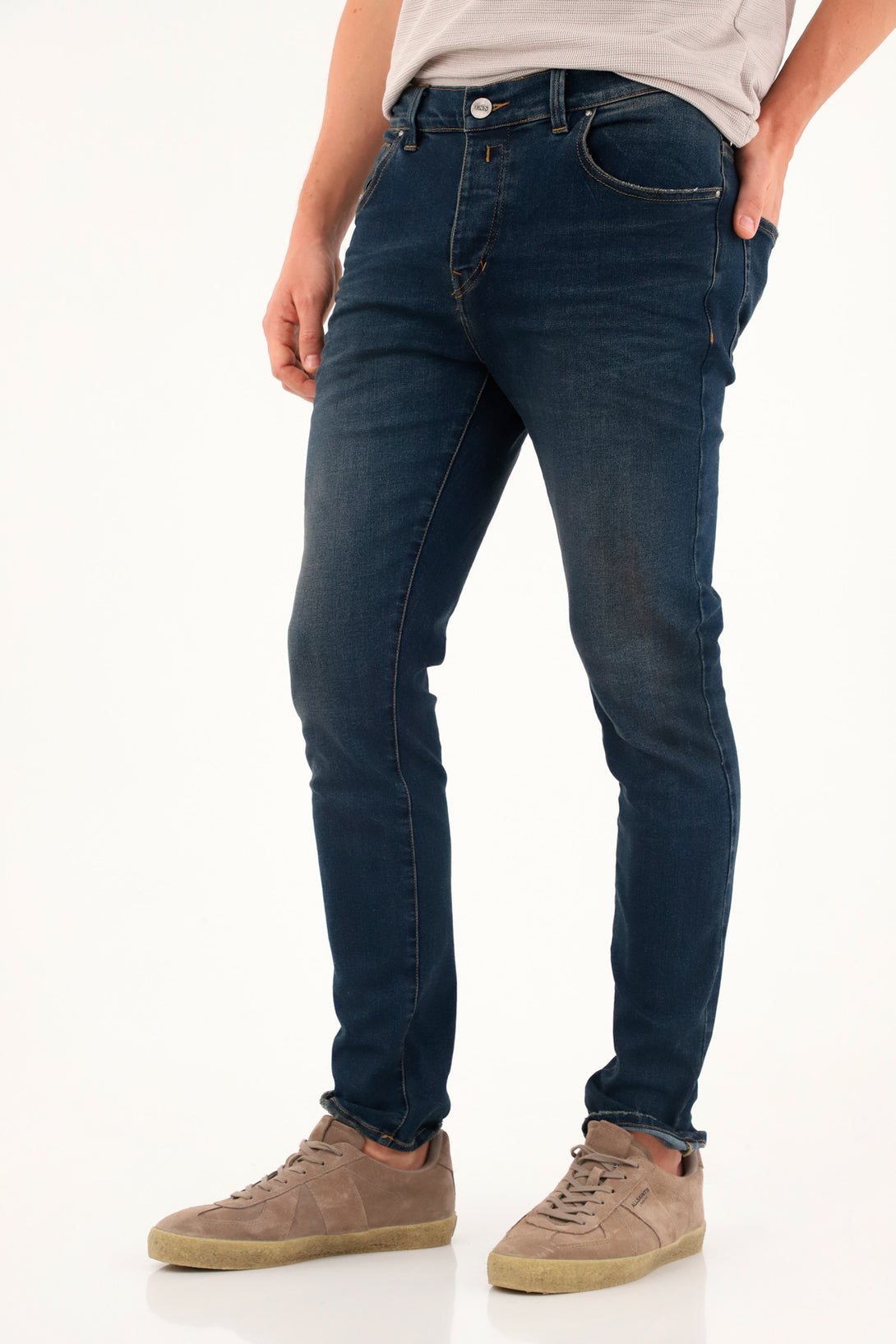 Jean Súper Skinny con desgastes azul para hombre