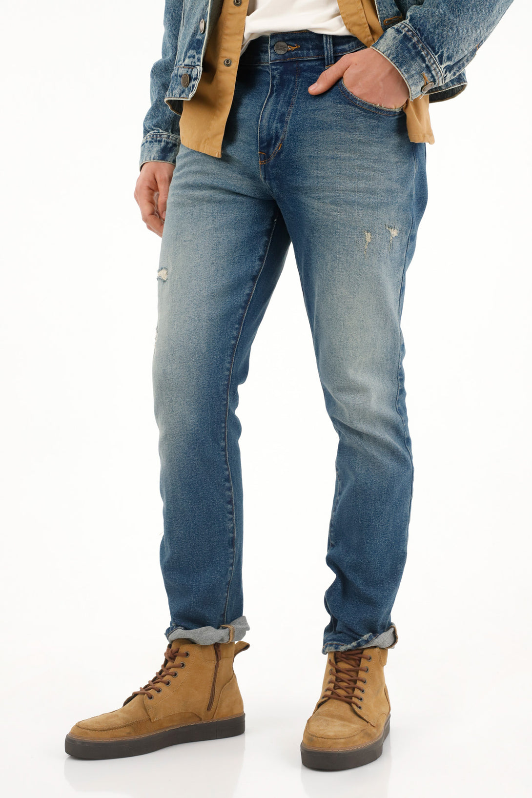 Men's Mid-Rise Ripped Nudy Jeans