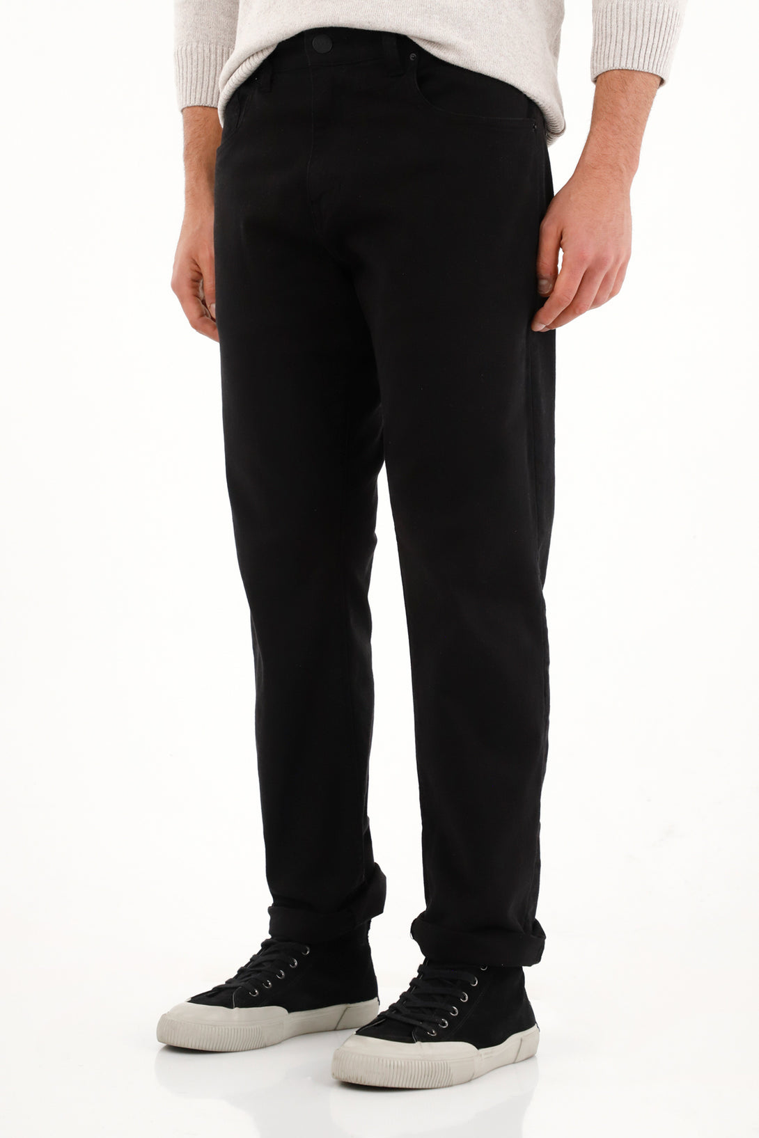 Men's Mid-Rise Black Straight Jeans