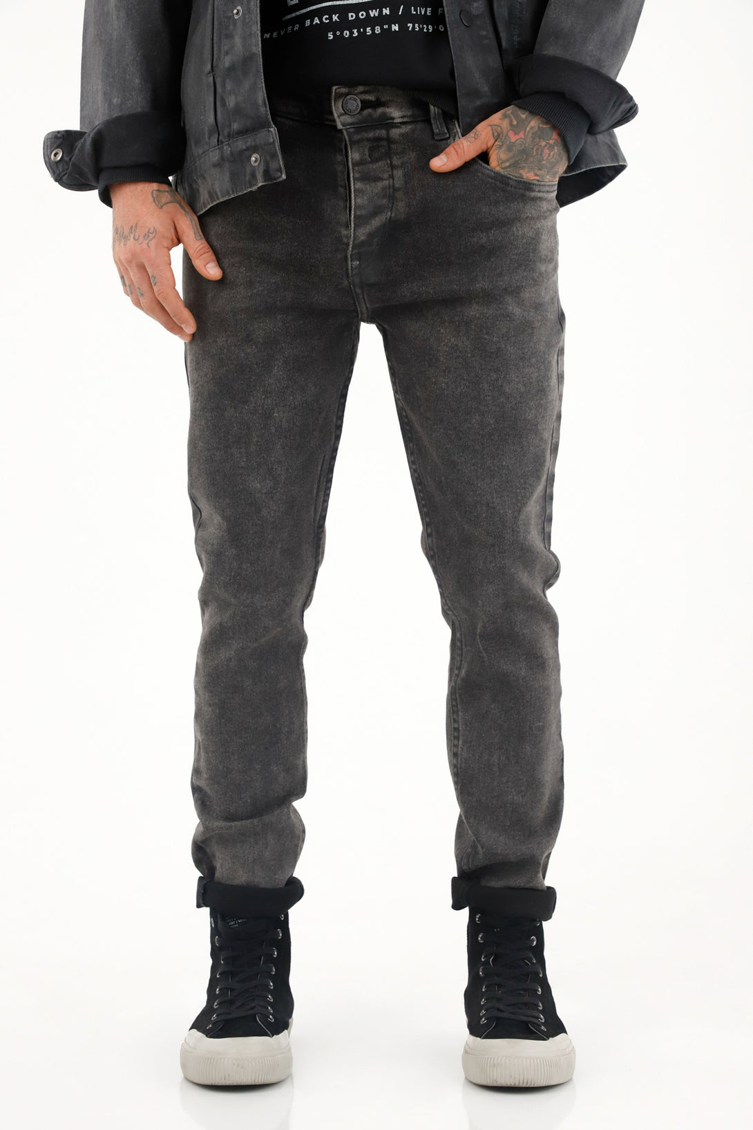 Men's Mid-Rise Black Skinny Jeans