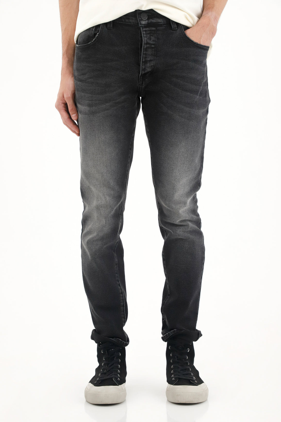 Men's Super Skinny Mid-Rise Black Jeans