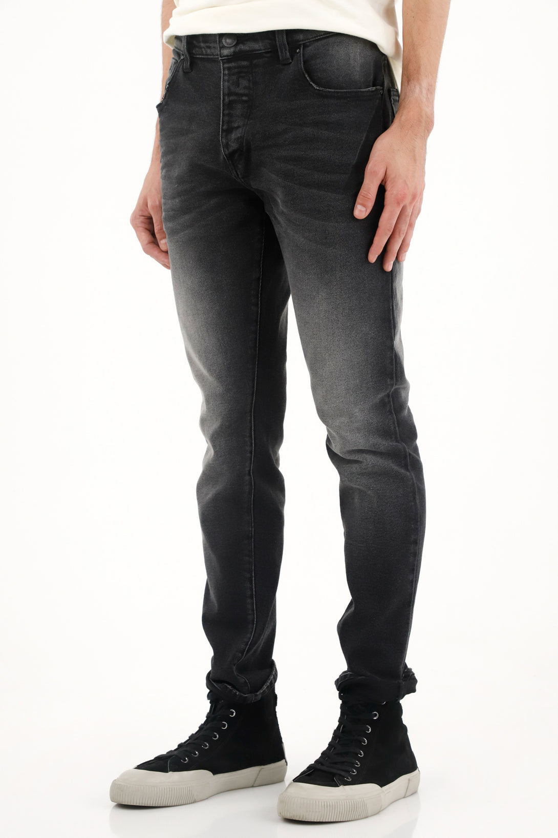 Men's Super Skinny Mid-Rise Black Jeans