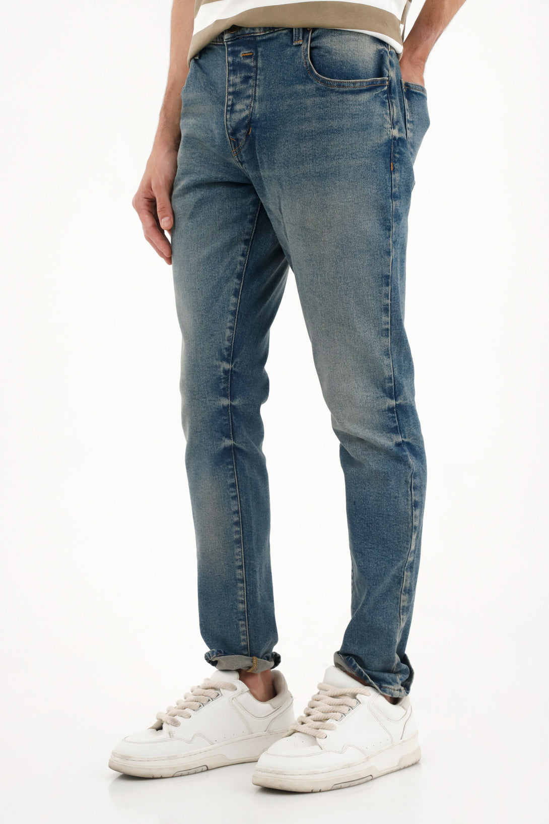 Men's Medium Rise Blue Skinny Jeans