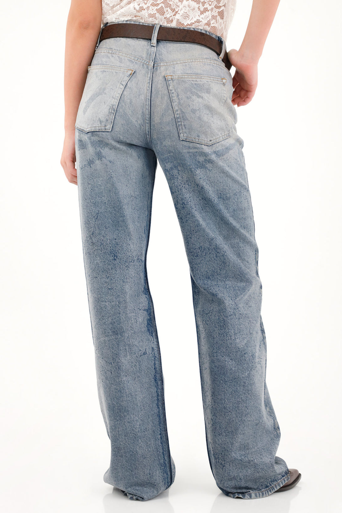 Women's High-Waisted Wide Leg Jeans with Gradient Wash