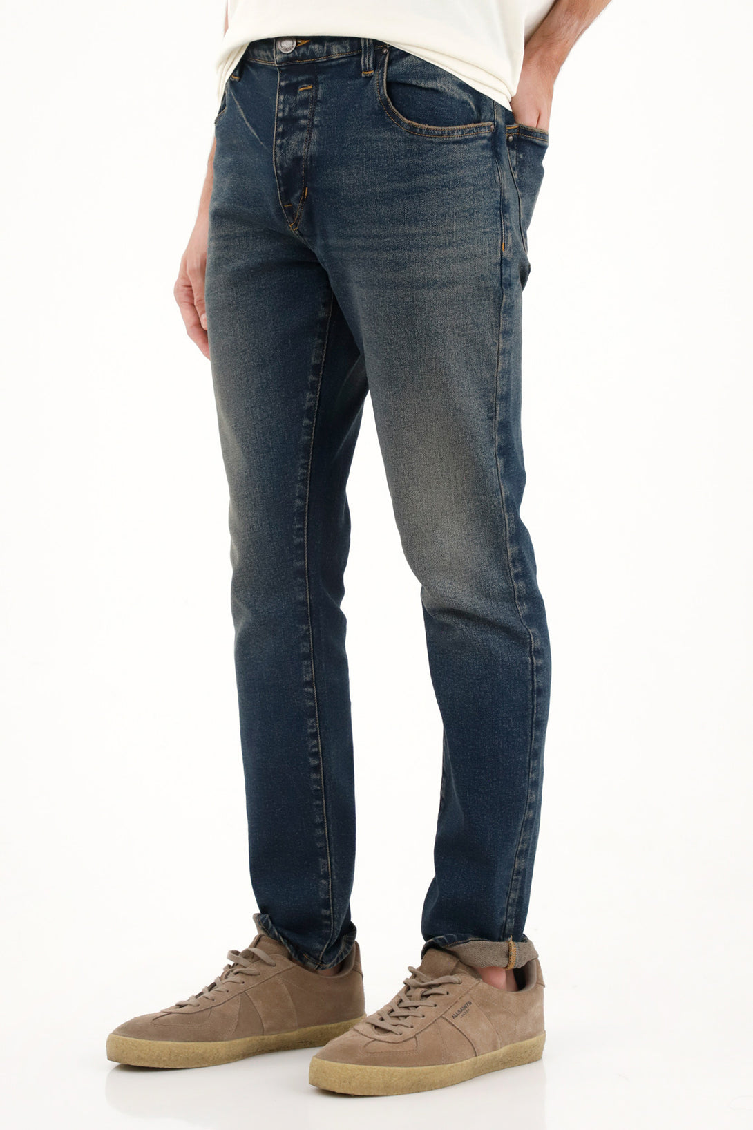 Men's Dark Blue Medium Rise Skinny Jeans