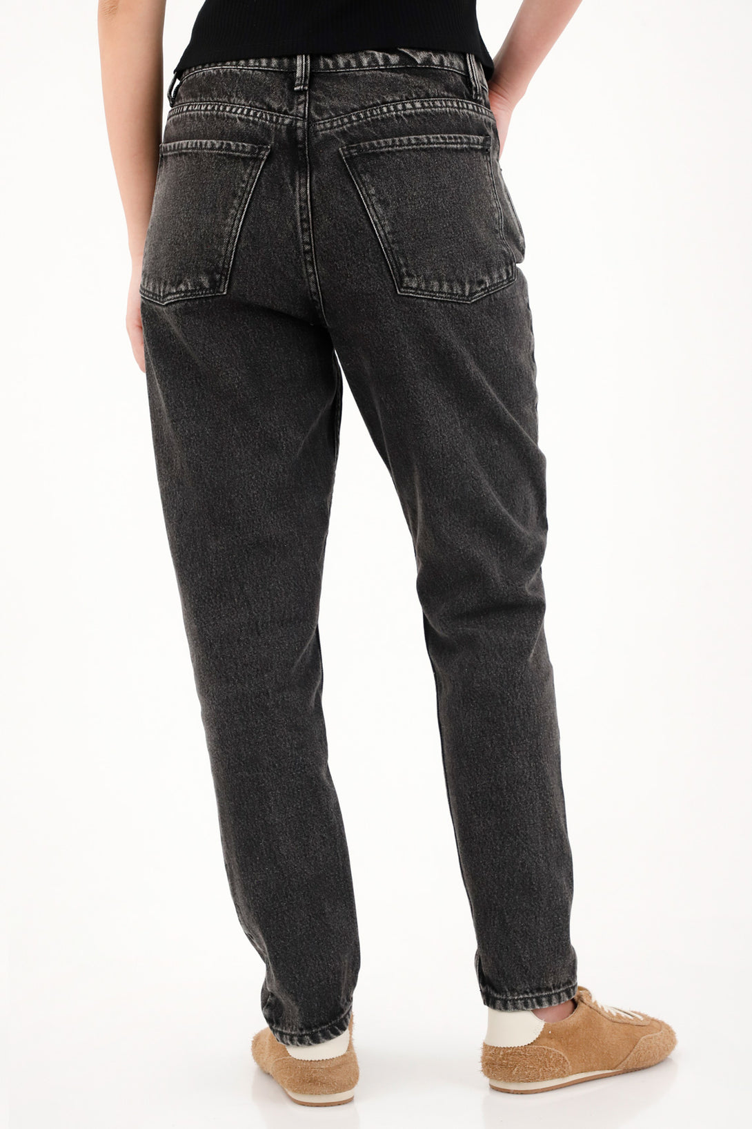 Women's high-rise black denim mom jeans