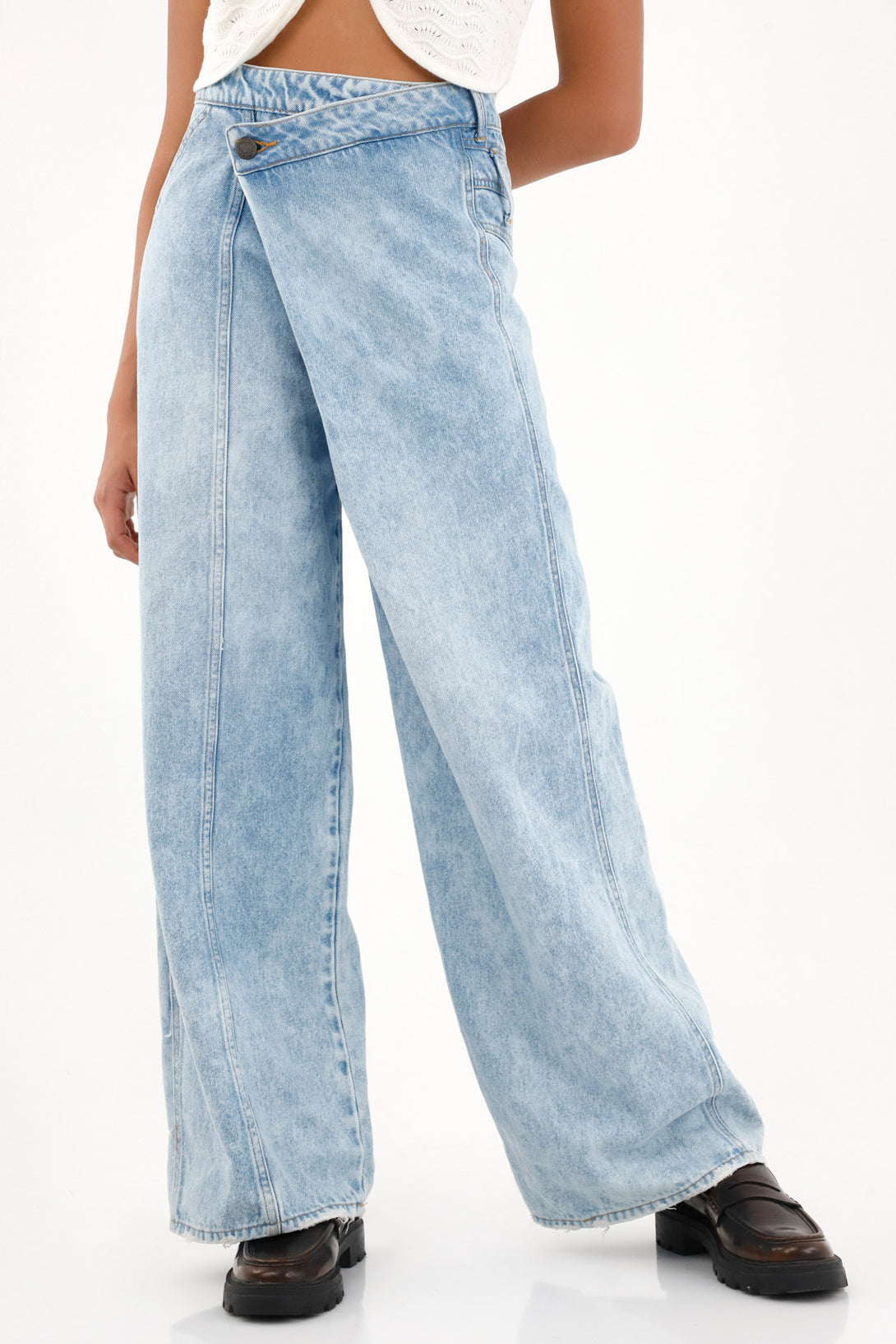 Women's Asymmetrical Low Rise Wide Leg Jeans