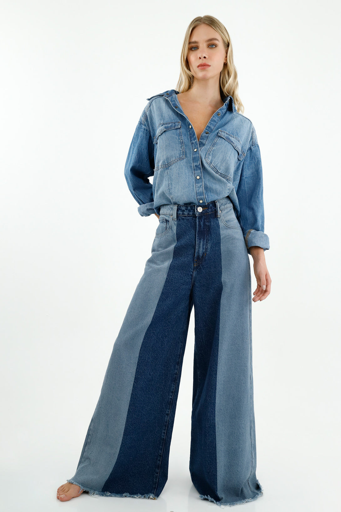 Women's Wide Leg Blue Jeans