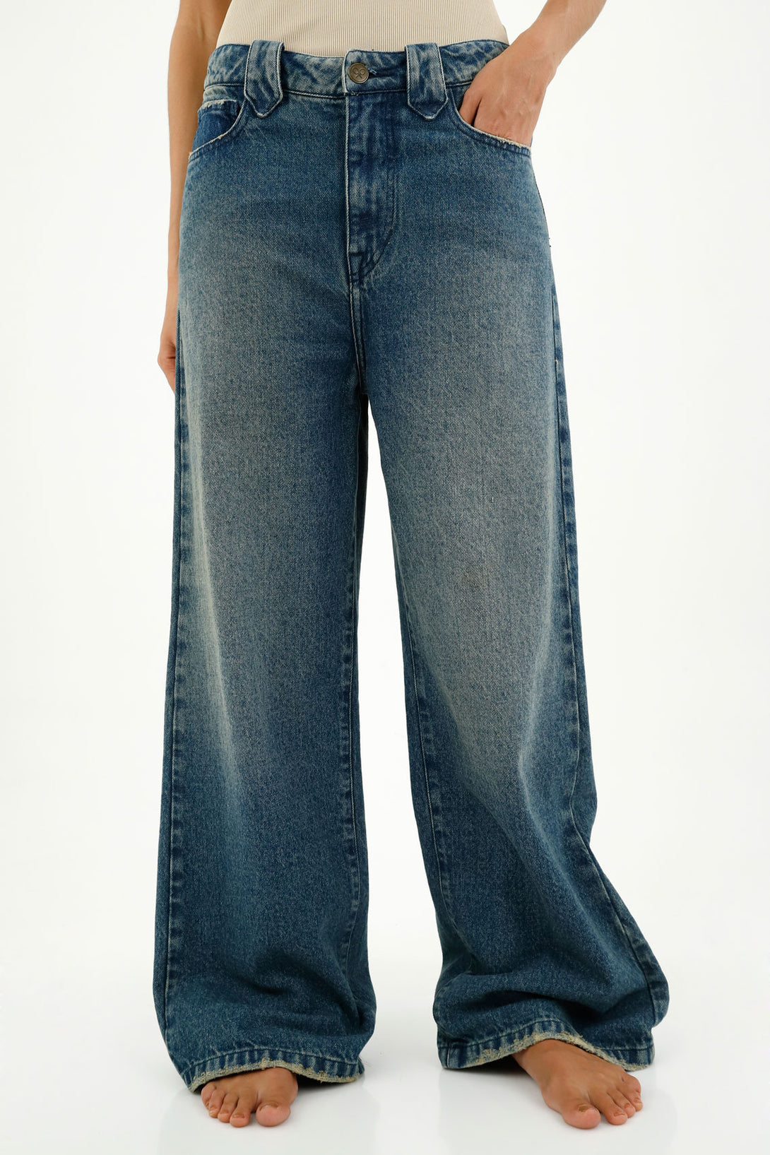 Women's Wide Leg Blue Jeans